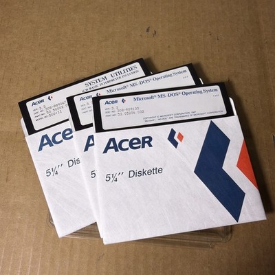 Acer Microsoft MS DOS 3.3 Operating System 5.25 Disk New 3 Disk Set 1987