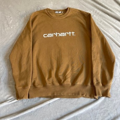 Carhartt Sweatshirt Herren Medium Mustard Brown Work In Progress Crewneck Logo