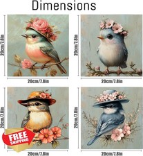 Clendo 4pk Bird Paint by Numbers Kit for Adults Beginners 8x8
