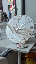 Large Luxury Wall Clock 60cm Marble Effect with Roman Numerals Home Decor UK NEW