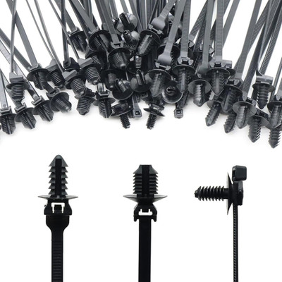Assorted Push Mount Cable Zip Ties with Push Pin for Automotive Trailer Boat - S