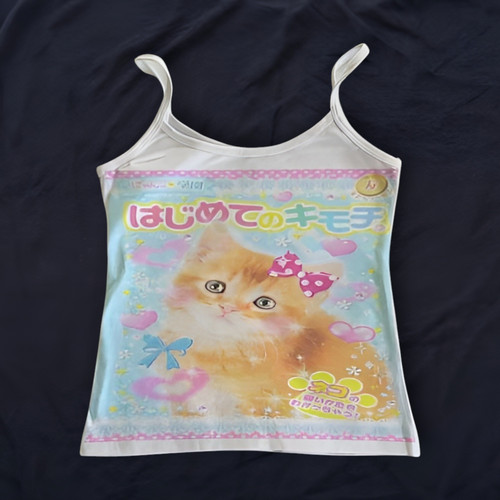 Y2k Cute Cat Design Vintage Tank Top (Sizes S-XL)