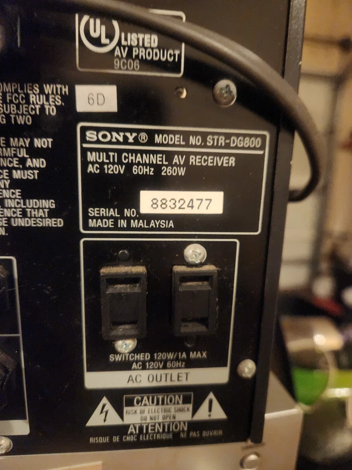 Sony STR-DG800 Multi Channel AV Receiver 7.1 Surround HDMI Home Theater System - Image 2 of 2