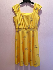 IDEALSANXUN Yellow Floral A-Line Dress Square Neck Sleeveless Strappy Size L