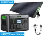 2400W Portable Power Station for  Camping, Outdoor, 200W Solar Panel Optional