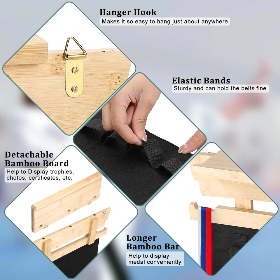 Настенный органайзер ремней боевых искусств с трофеями и медалями стойка для демонстрации,... - Изображение 3 из 4