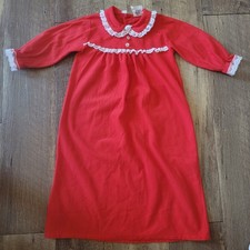 Vtg Red White Lace Cottagecore Nightgown Littlehouseontheprairie Girls 3t/t12