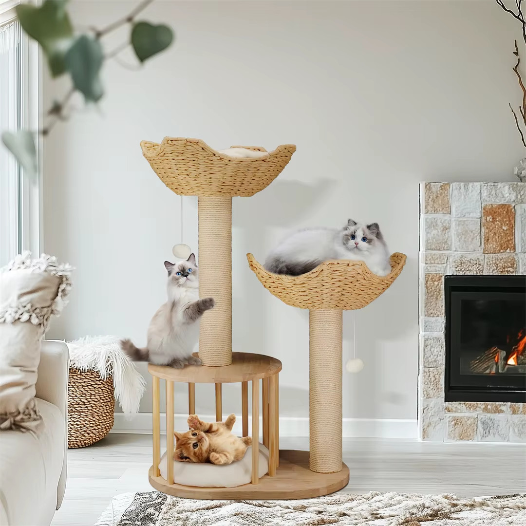 3-Tier Cat Climbing Tree Indoor Kittens Activity Center Tower with Scratching Po