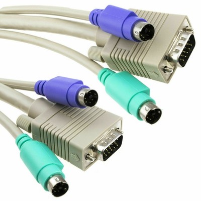 kenable KVM Umschalter Kabel VGA/SVGA D-Sub M/M PS/2 3 m Beige