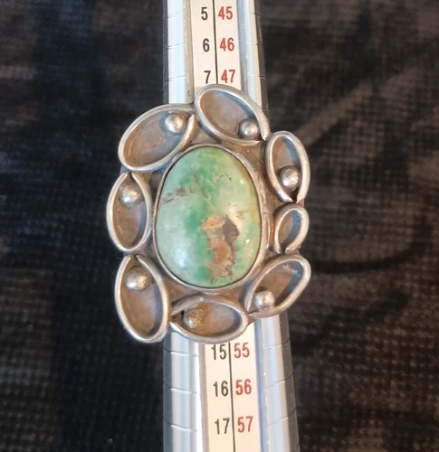 Vintage Navajo Silver Turquoise Ring Size 5.75 Unmarked