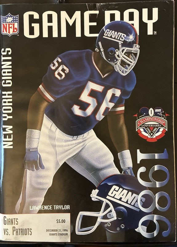 New York Giants Game Day Program Dec 21, 1996 vs N.E. Patriots - Lawrence Taylor