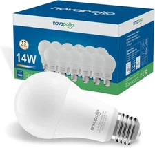 A19 LED Light Bulbs,100 Watt Equivalent Bulbs,E26 12PK, 14w/5000k/1500lm 