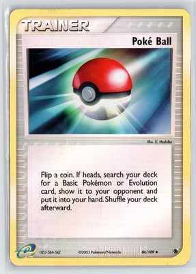 Pokemon Ruby and Sapphire #86/109 Poke Ball Uncommon,Reverse Holo Lightly played