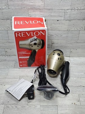 Revlon 1875W Folding Handle Ionic Travel Hair Dryer Black and Gold