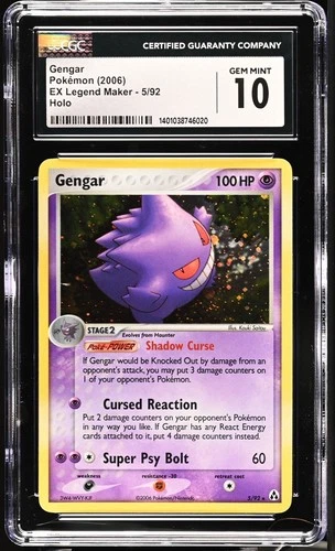 CGC 10 GEM MINT Gengar 2006 EX Legend Maker 5/92 Holo Pokemon Card