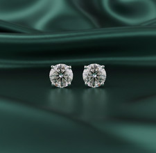 Round Brilliant Cut 2.07 Ct SI/H Diamond Stud Earrings for Wife 14k White Gold