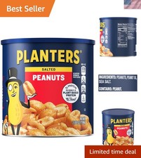 56 oz Canister of Roasted Salted Peanuts - Crunchy Delicious Snack Option