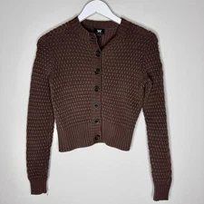 W by Worth Brown Cable Knit Button Front Cardigan Size P (XS)