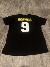 CHRIS BOSWELL PITTSBURGH FOOTBALL T SHIRT #9 BLACK AND GOLD LARGE L