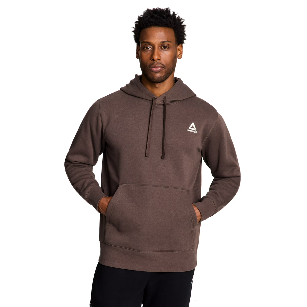 Reebok Men's Game Day Fleece Small Logo Hoodie-Chocolate Brown