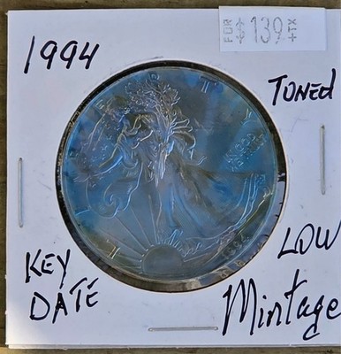 1994 Silver American Eagle Coin BU Unique Monster Toned 1 Oz US $1 Uncirculated