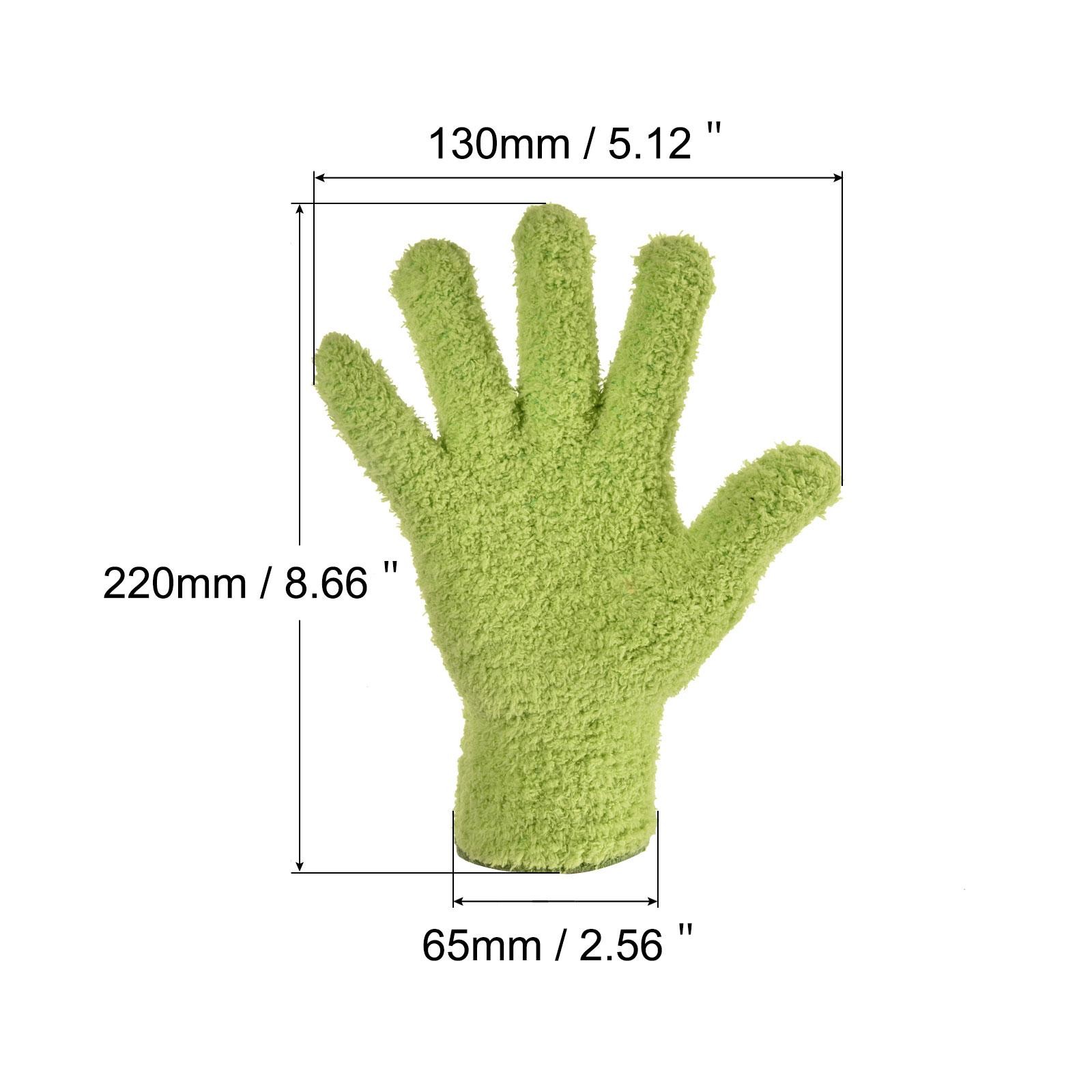 2 Pairs Dusting Cleaning Gloves Microfiber Mittens for Home Green