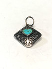 925 Sterling VTG BOMA Filigree Heart Turquoise Pendant 1" — photo 3