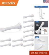 Durable 12 Pack White Rubber Bumper Door Stops - Easy Install Elegant Design
