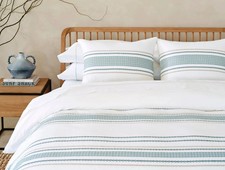 Coyuchi Cabrillo Organic King Duvet Cover Alpine White Tidal GOTS Cotton 398