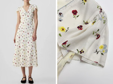 Women Doen V-neck Floral Short Sleeve A-line Flare Midi Dress