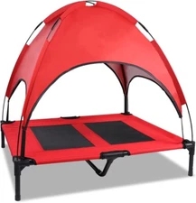 LUCKUP 44" Rasied Dog Cot Elevated Dog Bed Removable Canopy Shade Indoor/Outdoor