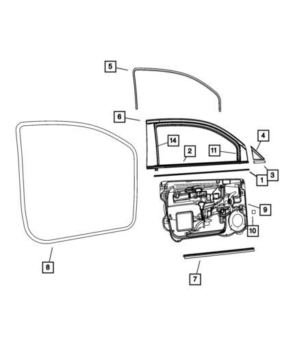 Burlete interior de puerta delantera para Mopar (N/P 68084878AA)