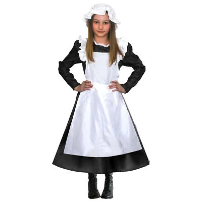 Child Victorian Maid Poor Girls Book Day Week New Fancy Dress Costume Kids 5-12