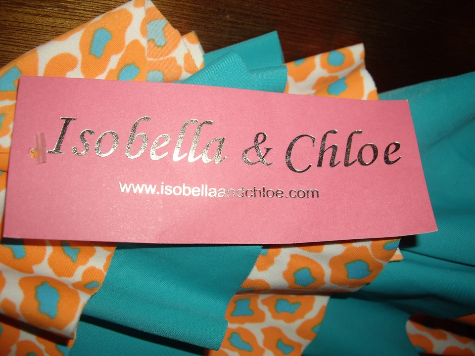 NUEVO CON ETIQUETAS Niñas Talla 6X Isobella & Chloe 2 piezas Tankini Bikini Traje de Baño Verde azulado Naranja Anima Foto 3 de 3