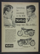 1962 Norton Jubilee 250 & Dominator 650 motorcycles vintage print Ad