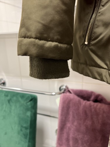 M&S Marks & Spencer Women's Coat Size: 10 Kharki Green Fur Edged Hood - Picture 6 of 6