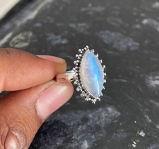 Moonstone Solid 925 Sterling Silver Beautiful Statement Women Ring All Size M946
