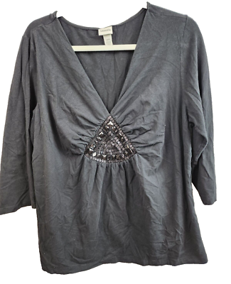 Haut Femme Venezia 3/4 Manches - Taille 18/20 - Multicolore Géométrique - Occasion TB