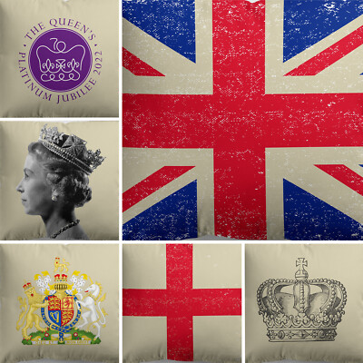 Queen Kissen Panel mit Uni Rücken Stoff Royal British Portrait Flagge Krone
