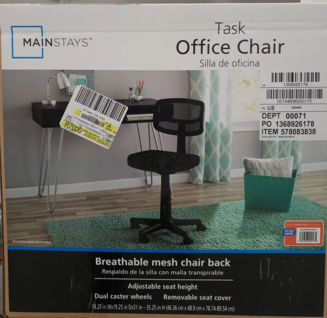 Mainstays Mesh Task Chair with Plush Padded Seat, Multiple Colors