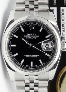 ROLEX-36mm-DateJust-Stainless-Steel-Black-Index-Dial-116200-SANT-BLANC