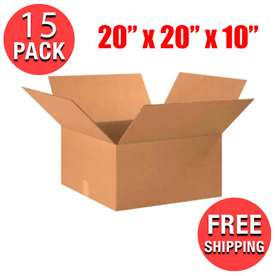 (15-Pack) 20'' X 20'' X 10'' Cardboard Corrugated Shipping Boxes Moving Box Bundle