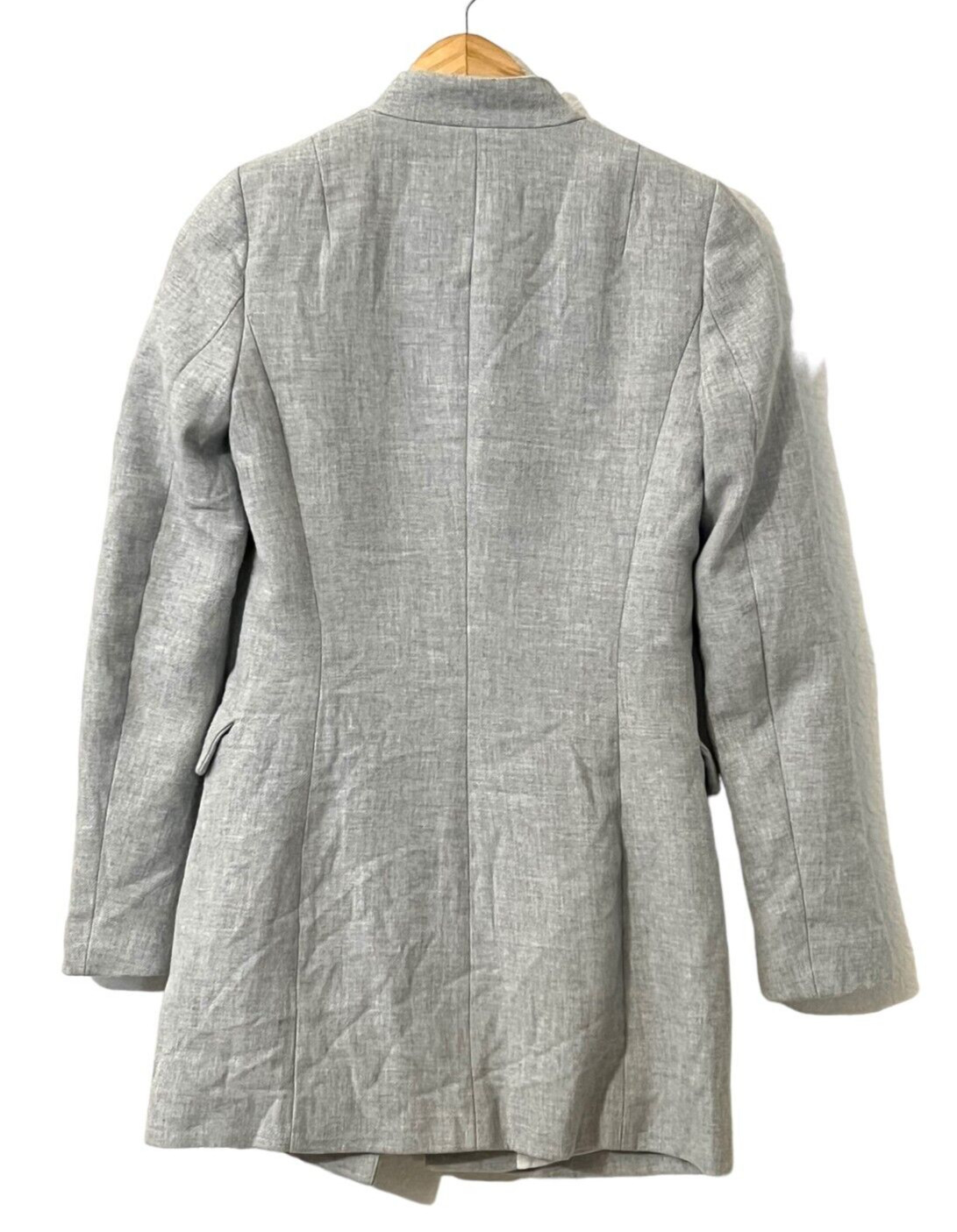 Zara Basic Gray Long Cotton Coat Jacket Women's X… - image 2