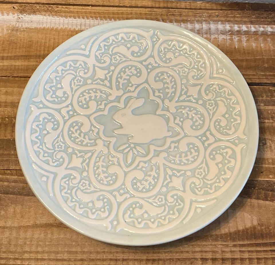 Southern Living Cola de Algodón Conejo Pascua Primavera Menta Plato Verde 8.25" Primavera Foto 3 de 4