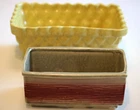 2 VINTAGE MCM Planters McCoy gray burgundy LINES + UPCO yellow speckled #1028