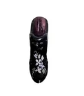 Fenton Hand Painted Floral Black Purple Glass Shoe  Signed S.Hart Tag