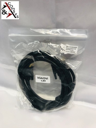 1.5m Kabel VGA 15Pin auf DVI24+5 Dual-Link DVI-I Full HD Gold PC Monitor TFT LCD - Bild 3 von 3