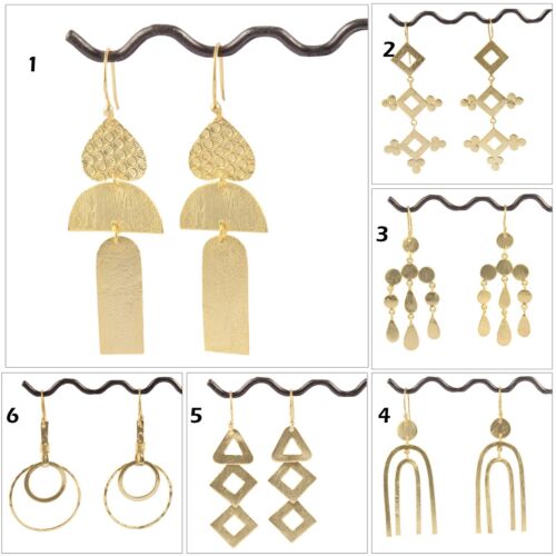 Well Finished Matte Finish Yellow Gold Plated Drop Dangle Handmade Earrings - 第 1/27 張圖片