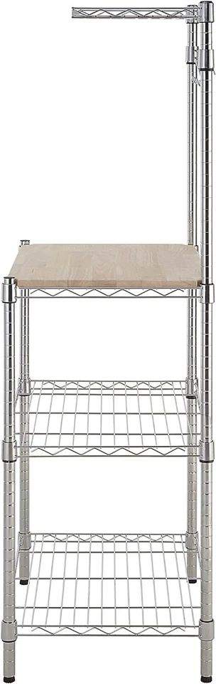 Amazon Basics - Scaffale da cucina con tavola in legno, cromato/legno, larghezza - Immagine 2 di 4