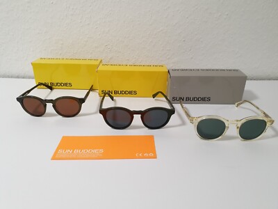 Sun Buddies Premium Designer Sonnenbrille Zinedine Grün Oliv Rund Retro Stufe 1